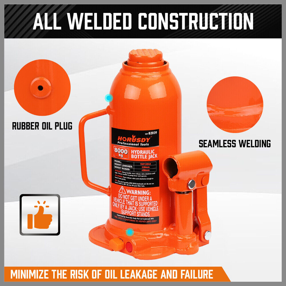Automotive Lifts & Hoists: 8-Ton (16,000 LBs) Hydraulic Bottle Jack Heavy Duty Car Lifter with Safety Valve