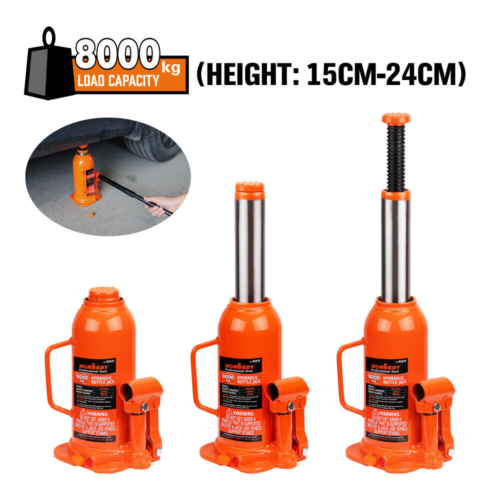 Automotive Lifts & Hoists: 8-Ton (16,000 LBs) Hydraulic Bottle Jack Heavy Duty Car Lifter with Safety Valve