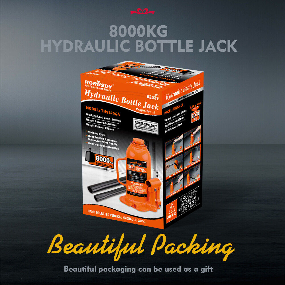 Automotive Lifts & Hoists: 8-Ton (16,000 LBs) Hydraulic Bottle Jack Heavy Duty Car Lifter with Safety Valve