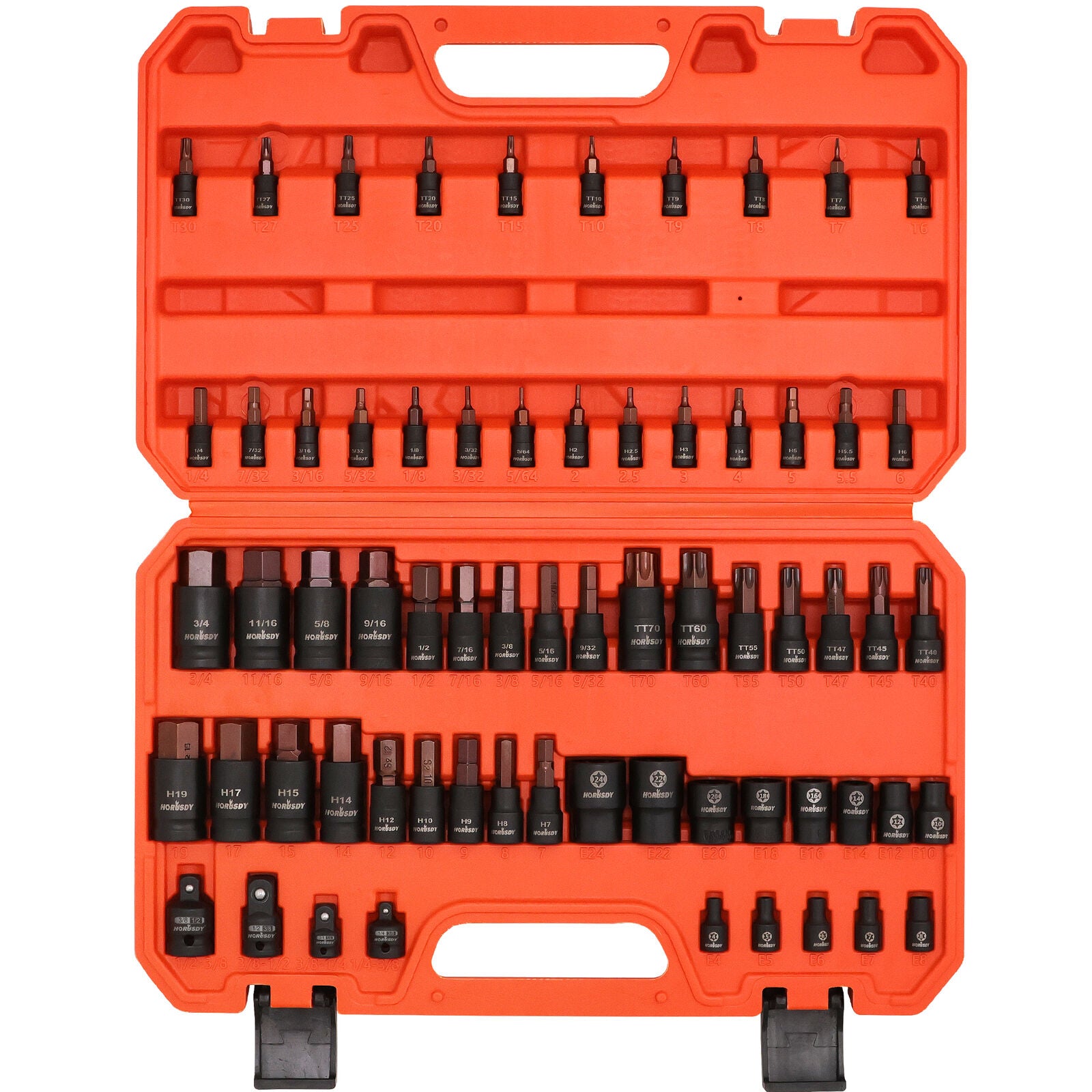 Hand Tools: HORUSDY 66Pcs Torx Bit Socket Female External Socket Set Impact Adapter Socket