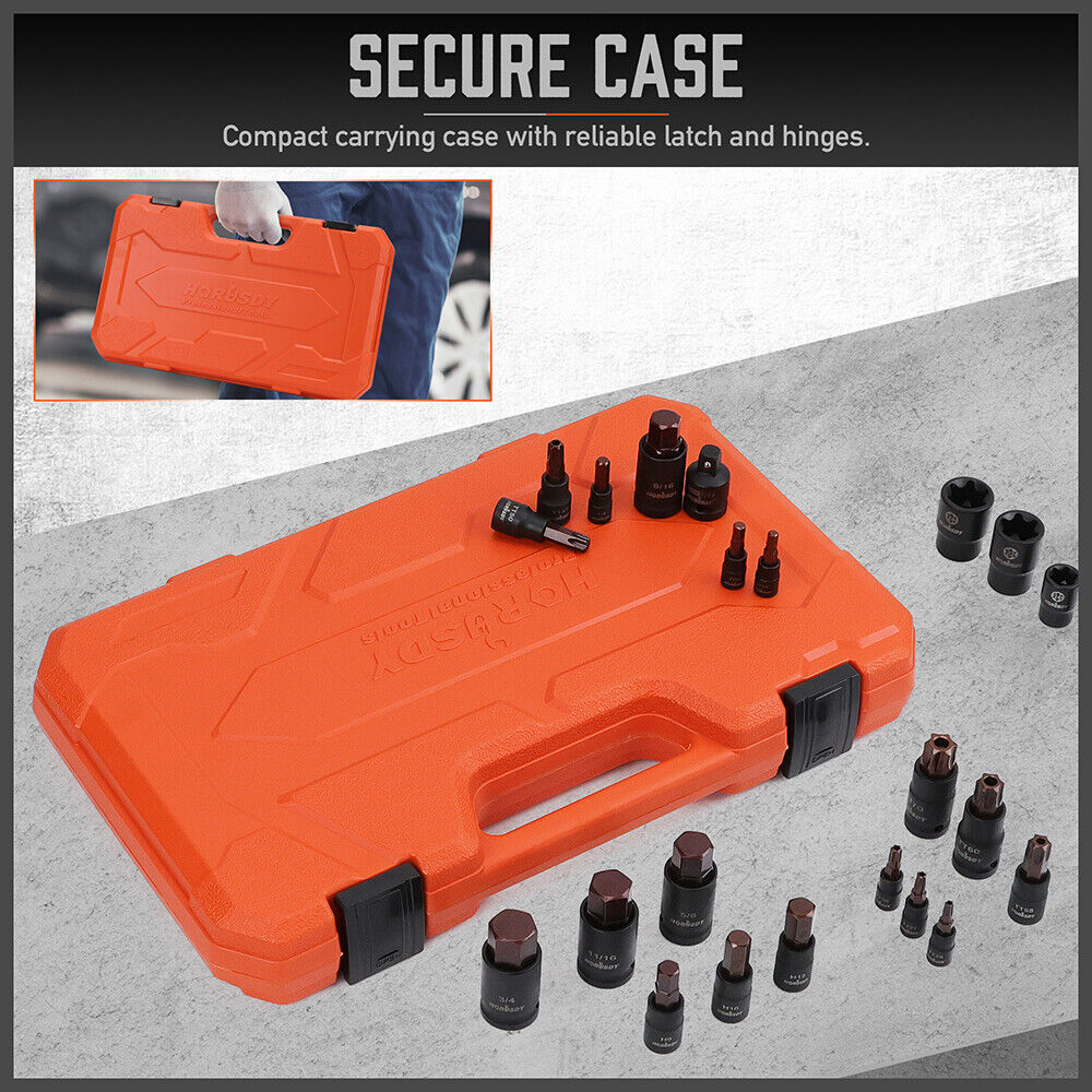 Hand Tools: HORUSDY 66Pcs Torx Bit Socket Female External Socket Set Impact Adapter Socket