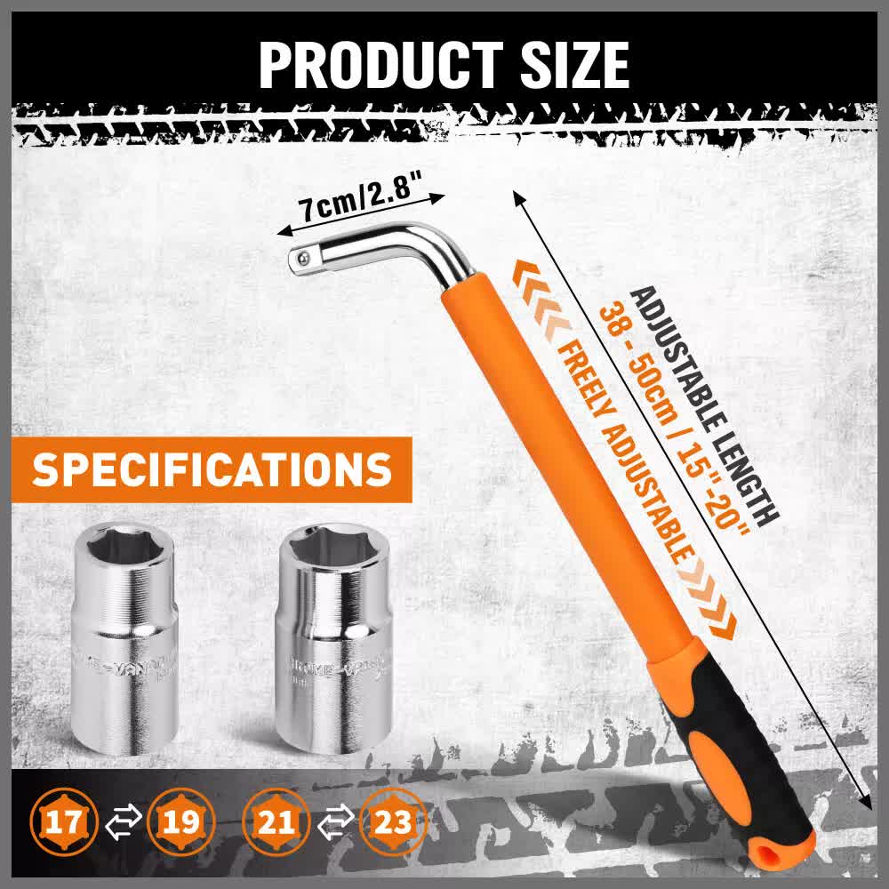 Hand Tools: 3Pcs Telescoping Lug Wrench 17/19mm 21/23MM Extendable Lug Wrench Tire Wrench