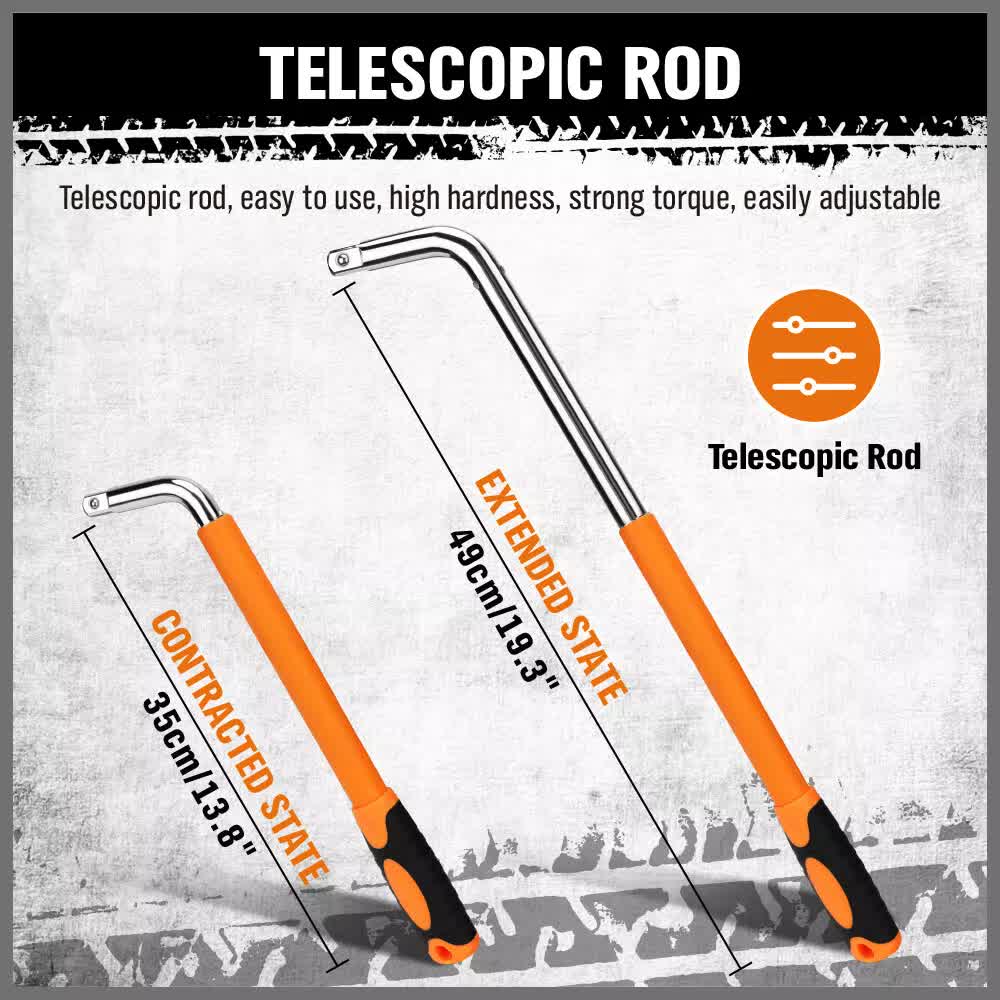 Hand Tools: 3Pcs Telescoping Lug Wrench 17/19mm 21/23MM Extendable Lug Wrench Tire Wrench