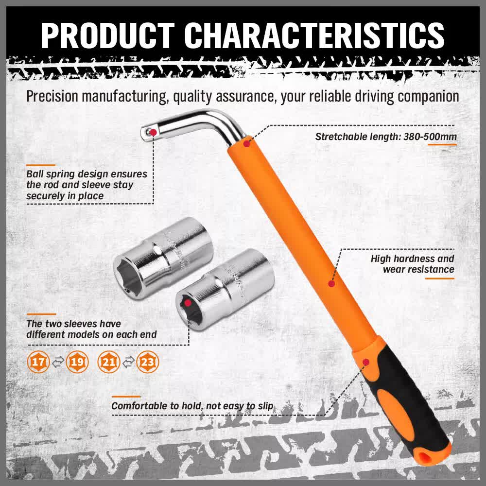 Hand Tools: 3Pcs Telescoping Lug Wrench 17/19mm 21/23MM Extendable Lug Wrench Tire Wrench
