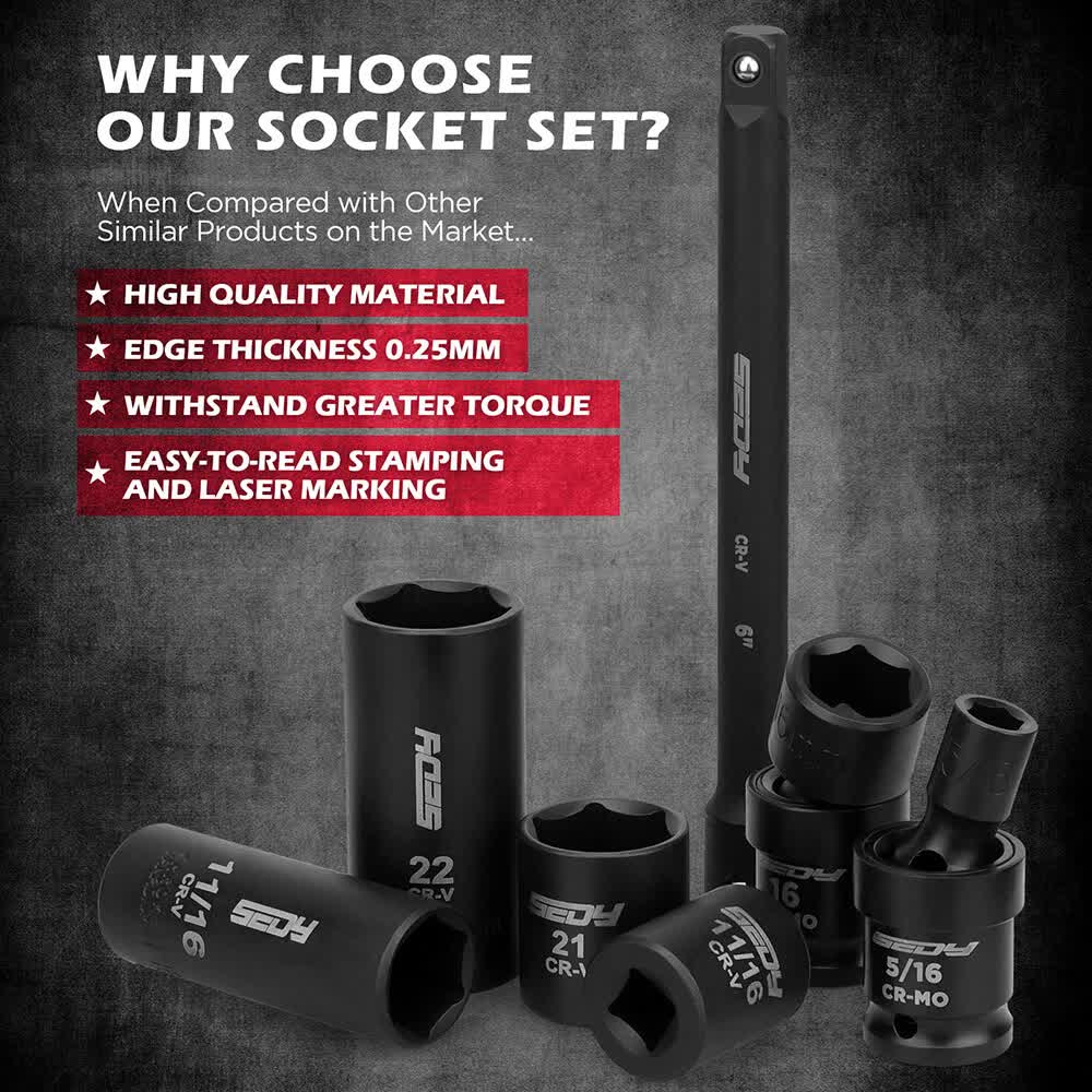 Tool Sockets: 71-Pieces 3/8" Drive Master Impact Socket Set SAE Metric Universal Joint Adapter