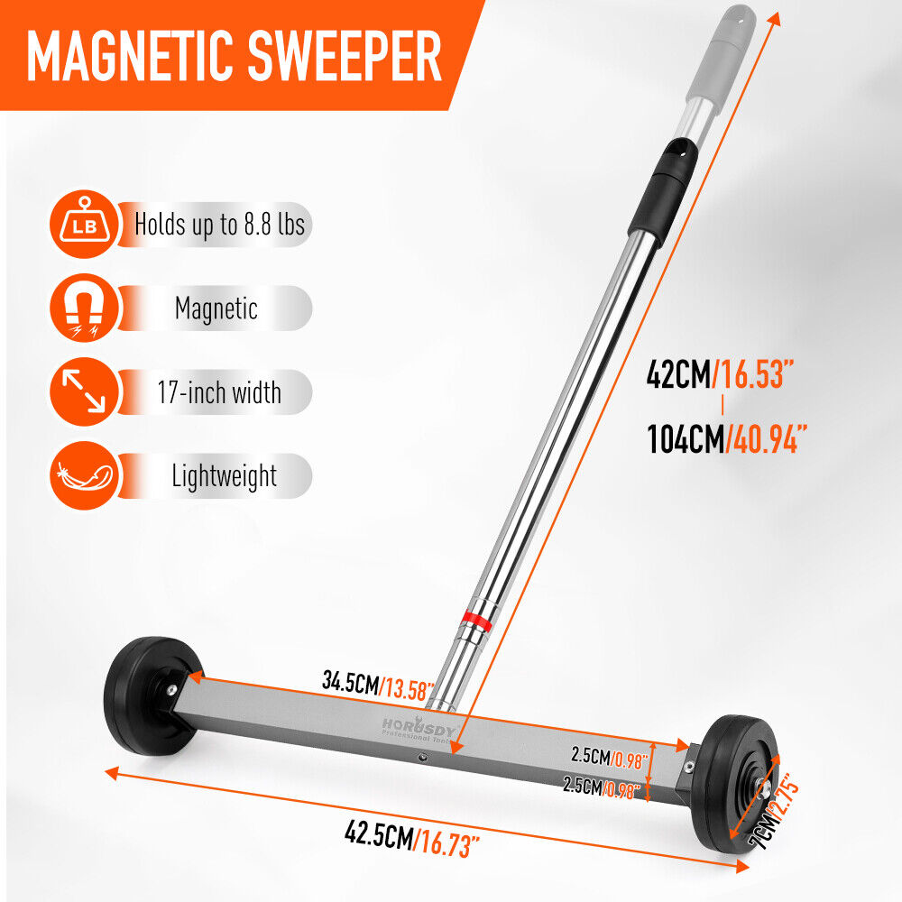 Automotive Lifts & Hoists: 17inch Telescoping Magnetic Sweeper Magnet Broom Rolling Pick Up 8.8Lbs Portable