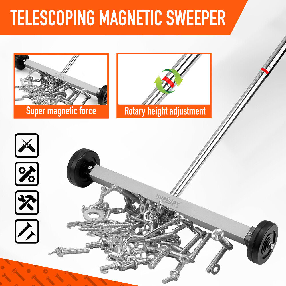 Automotive Lifts & Hoists: 17inch Telescoping Magnetic Sweeper Magnet Broom Rolling Pick Up 8.8Lbs Portable
