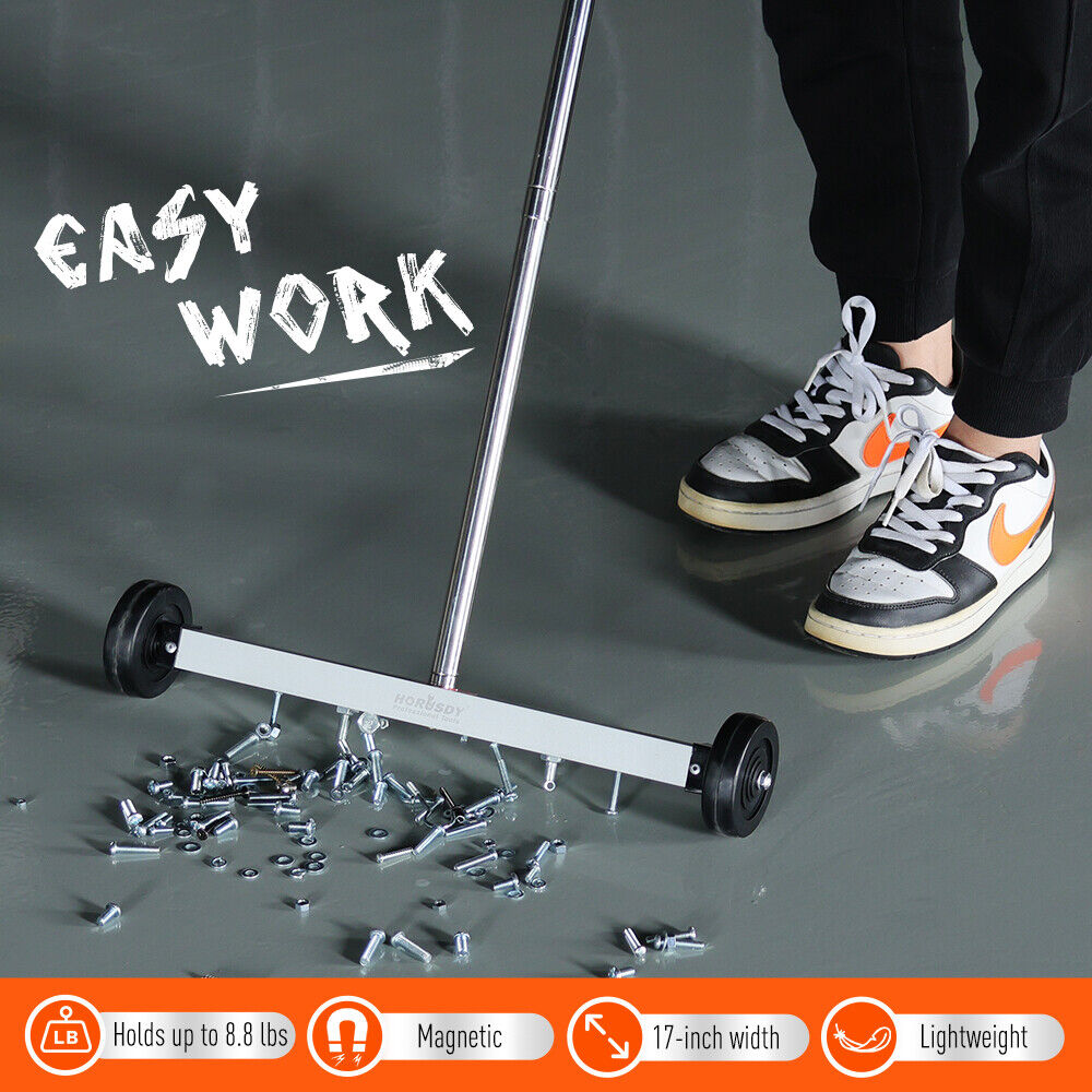 Automotive Lifts & Hoists: 17inch Telescoping Magnetic Sweeper Magnet Broom Rolling Pick Up 8.8Lbs Portable