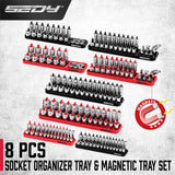 Desk Accessories: SEDY 8Pcs Magnetic Socket Organizer Tray Metric SAE Sockets Storage Holder Tool