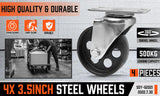 Kitchen & Bathroom DIY: 4Pc 3.5'' Heavy Duty Steel Castor Wheel Swivel Caster 500KG/EA Loading Capacity