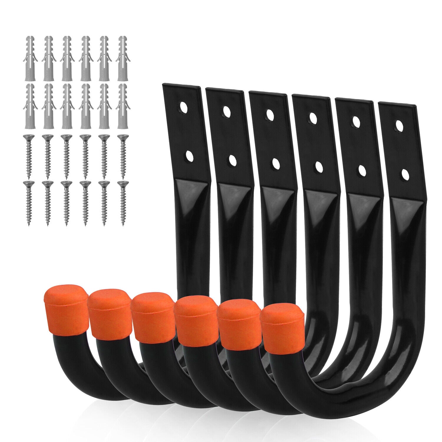 Kitchen & Bathroom DIY: HORUSDY 6Pc Wall Mount Garage Hooks Set Heavy Duty Steel Storage Rack Hanger