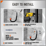 Kitchen & Bathroom DIY: HORUSDY 6Pc Wall Mount Garage Hooks Set Heavy Duty Steel Storage Rack Hanger