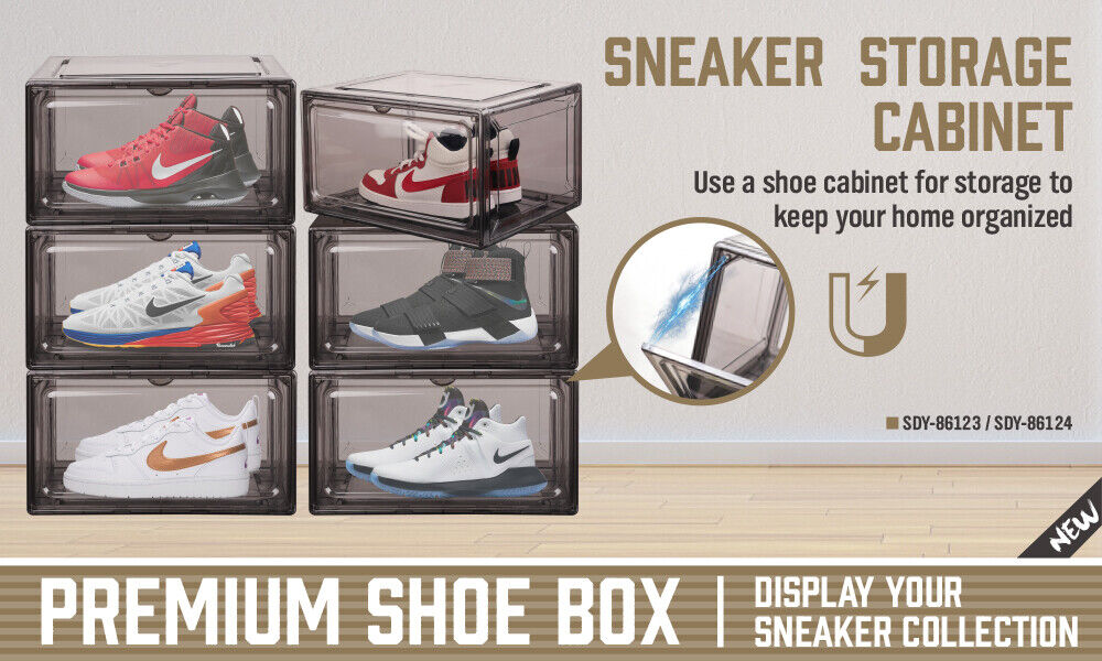 Storage Boxes: 20Pcs Premium Acrylic Shoe Box Sneaker Display Storage Case  Boxes Magnetic Door Au