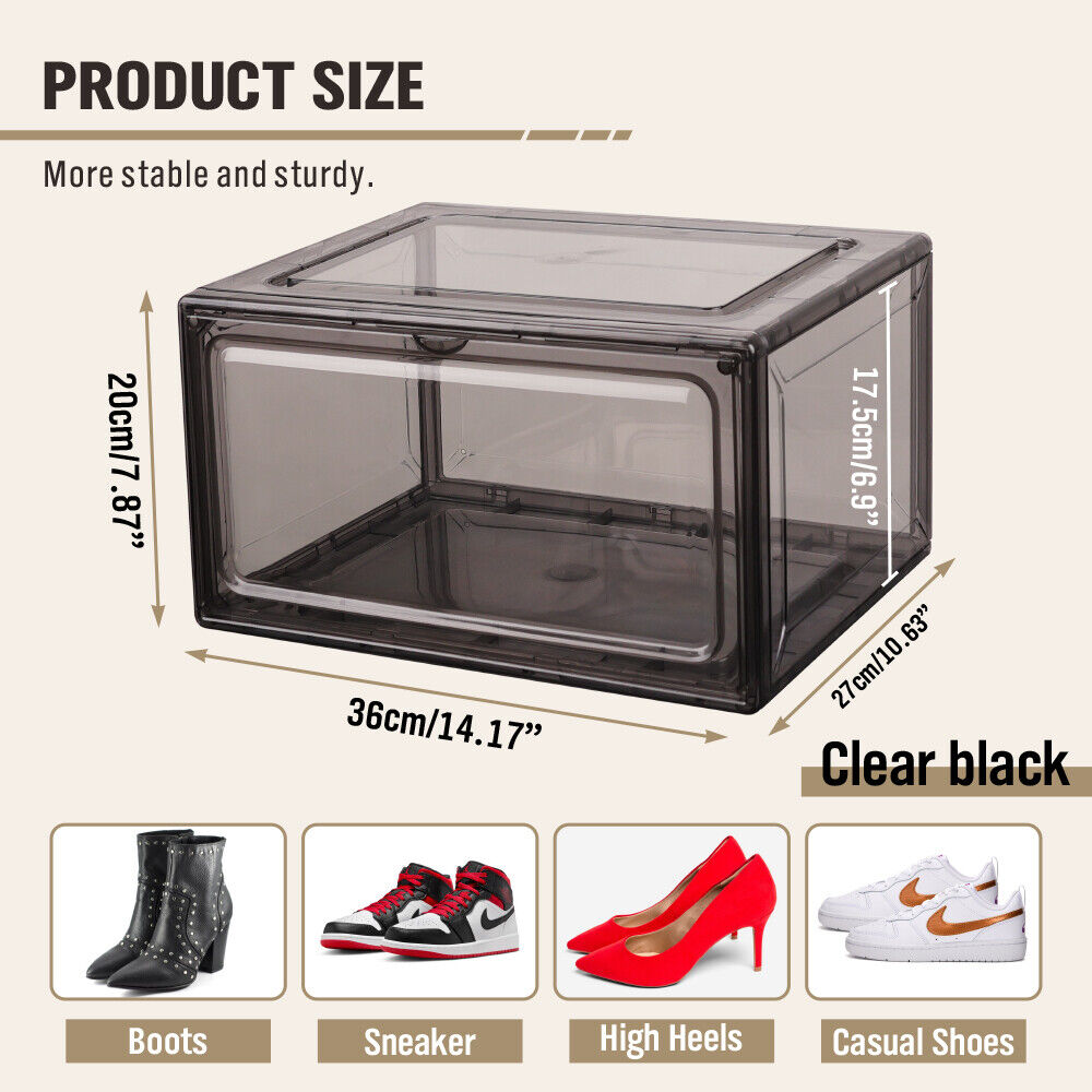 Storage Boxes: 20Pcs Premium Acrylic Shoe Box Sneaker Display Storage Case  Boxes Magnetic Door Au