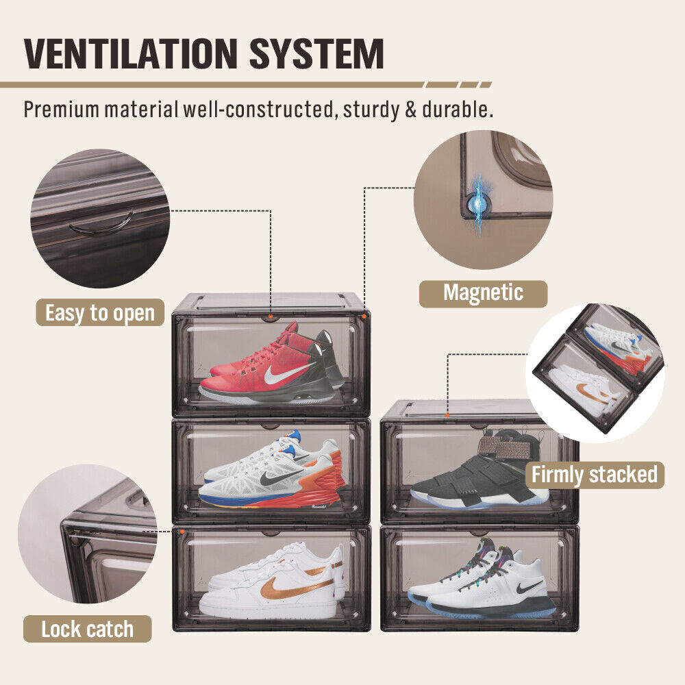 Storage Boxes: 20Pcs Premium Acrylic Shoe Box Sneaker Display Storage Case  Boxes Magnetic Door Au