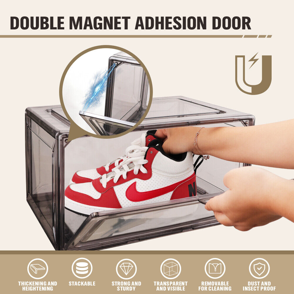 Storage Boxes: 20Pcs Premium Acrylic Shoe Box Sneaker Display Storage Case  Boxes Magnetic Door Au