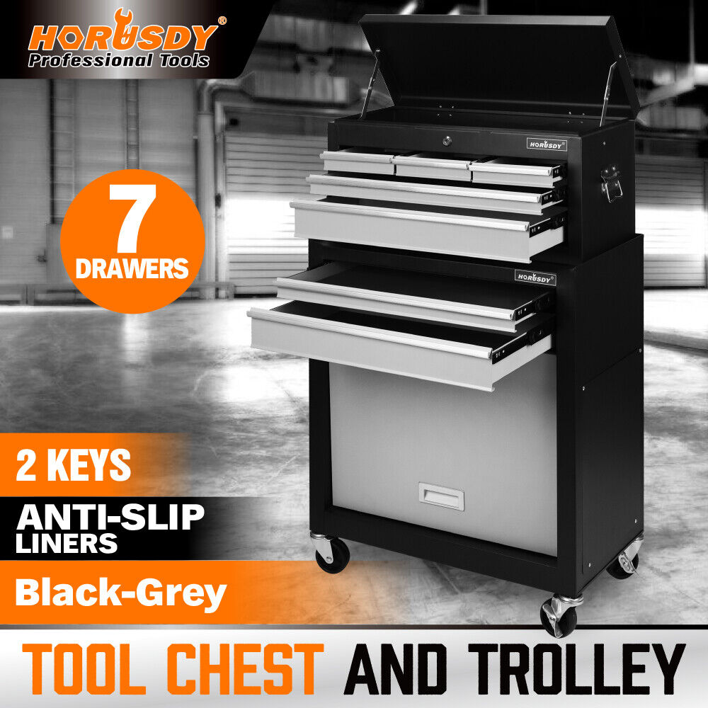 Utility Trolleys: HORUSDY 7 Drawer Tool Box Trolley Cabinet Storage Cart Garage Toolbox Organiser