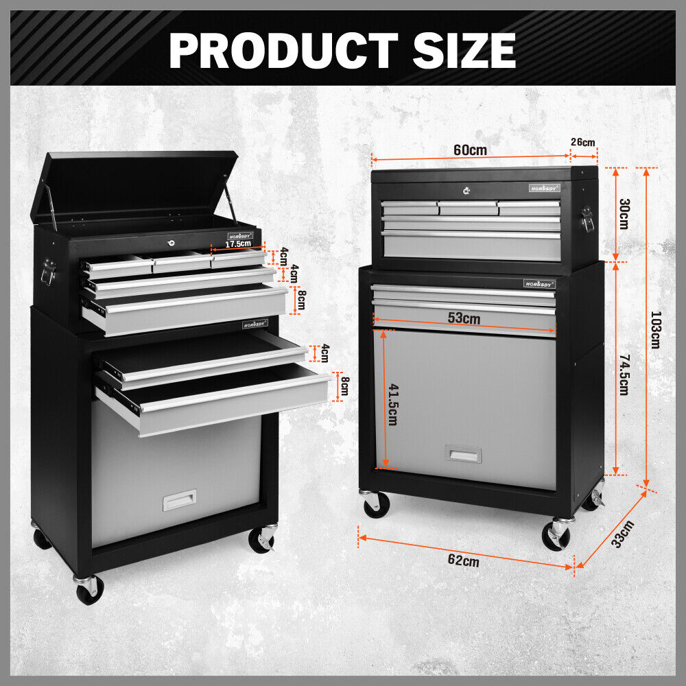 Utility Trolleys: HORUSDY 7 Drawer Tool Box Trolley Cabinet Storage Cart Garage Toolbox Organiser