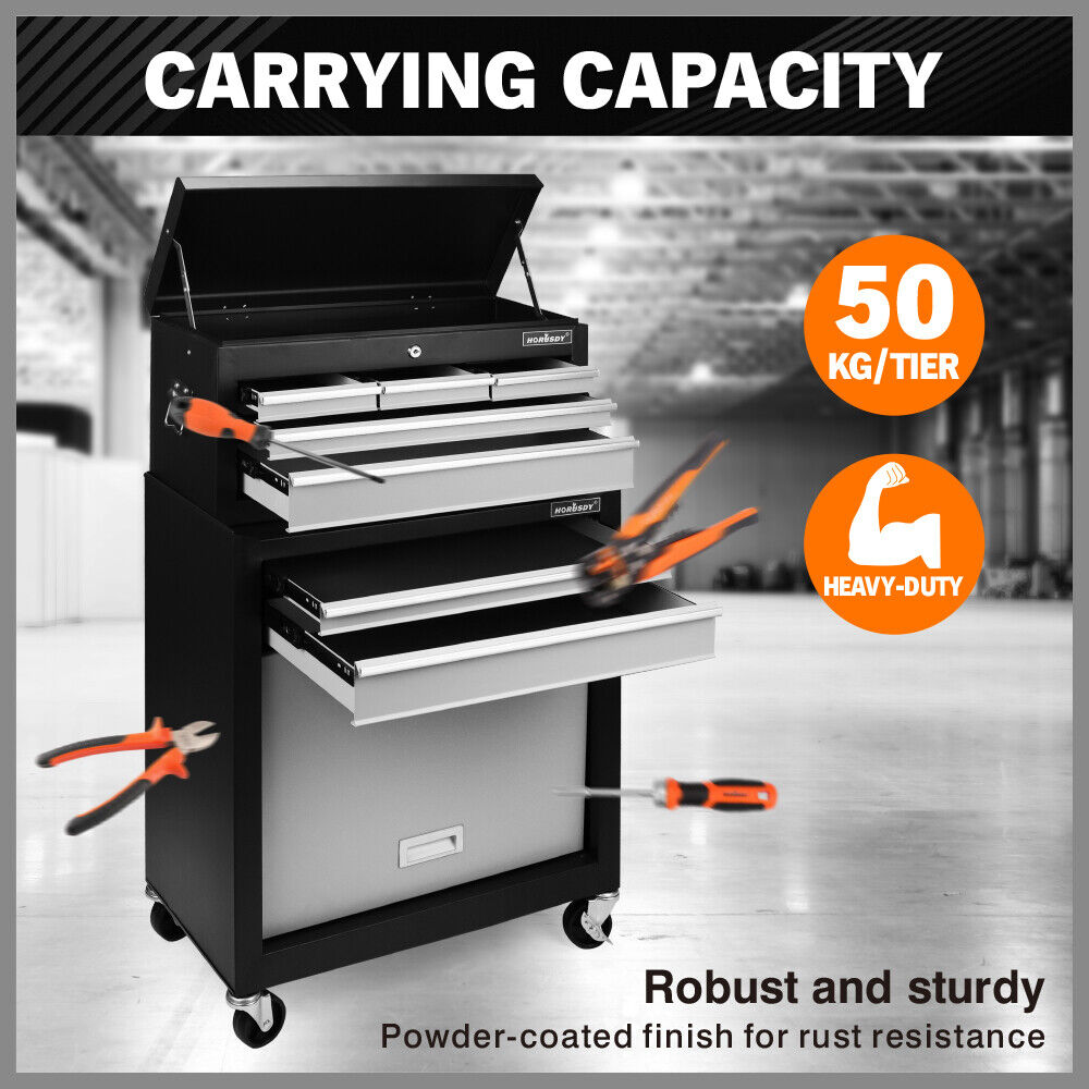 Utility Trolleys: HORUSDY 7 Drawer Tool Box Trolley Cabinet Storage Cart Garage Toolbox Organiser