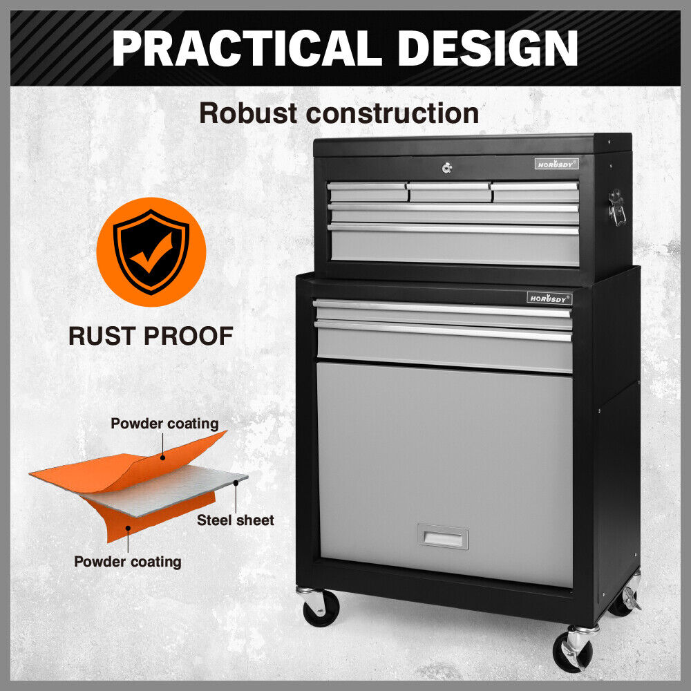 Utility Trolleys: HORUSDY 7 Drawer Tool Box Trolley Cabinet Storage Cart Garage Toolbox Organiser