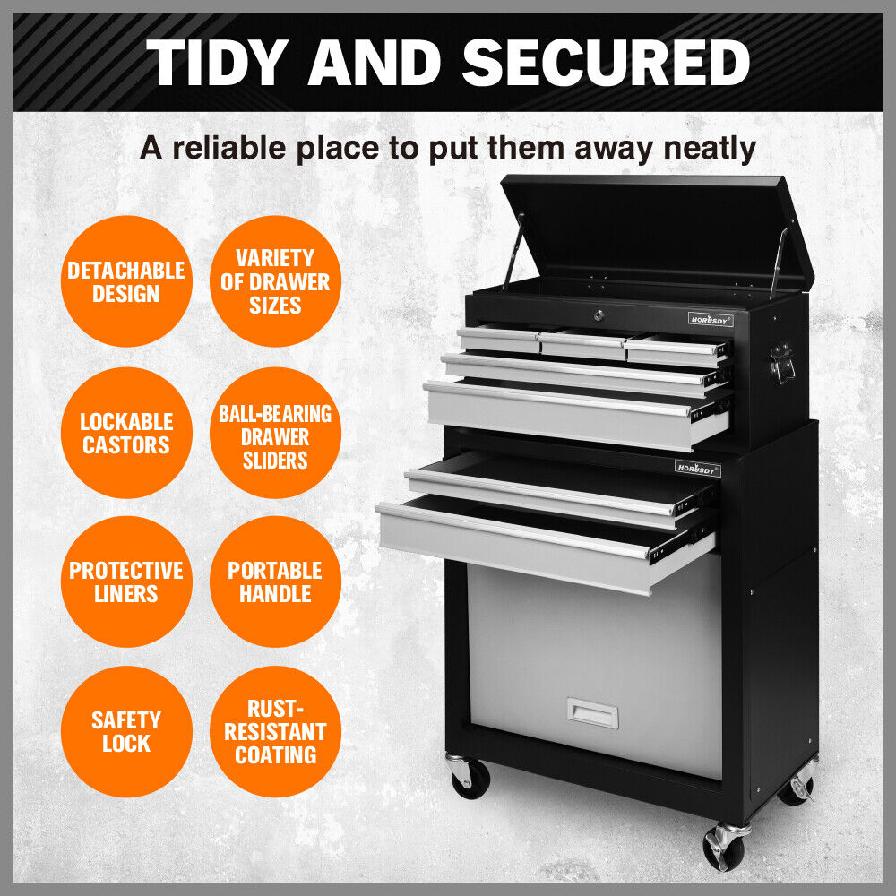 Utility Trolleys: HORUSDY 7 Drawer Tool Box Trolley Cabinet Storage Cart Garage Toolbox Organiser
