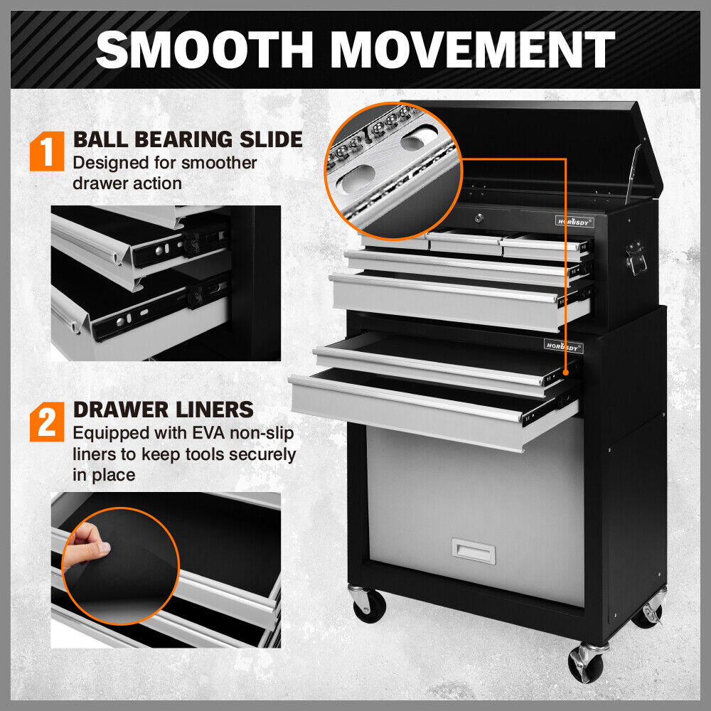 Utility Trolleys: HORUSDY 7 Drawer Tool Box Trolley Cabinet Storage Cart Garage Toolbox Organiser