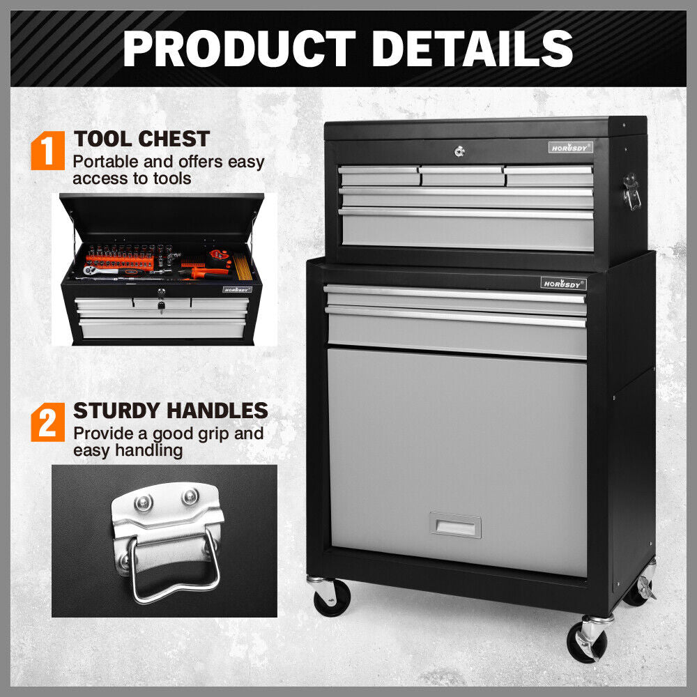 Utility Trolleys: HORUSDY 7 Drawer Tool Box Trolley Cabinet Storage Cart Garage Toolbox Organiser