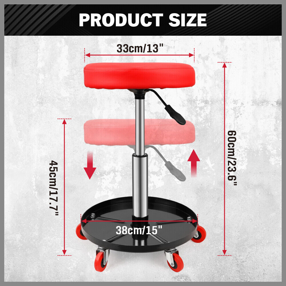 Mobility & Accessibility: SEDY 150kg Load Pneumatic Roller Seat Mechanic Rolling Stool With Tool Tray AU