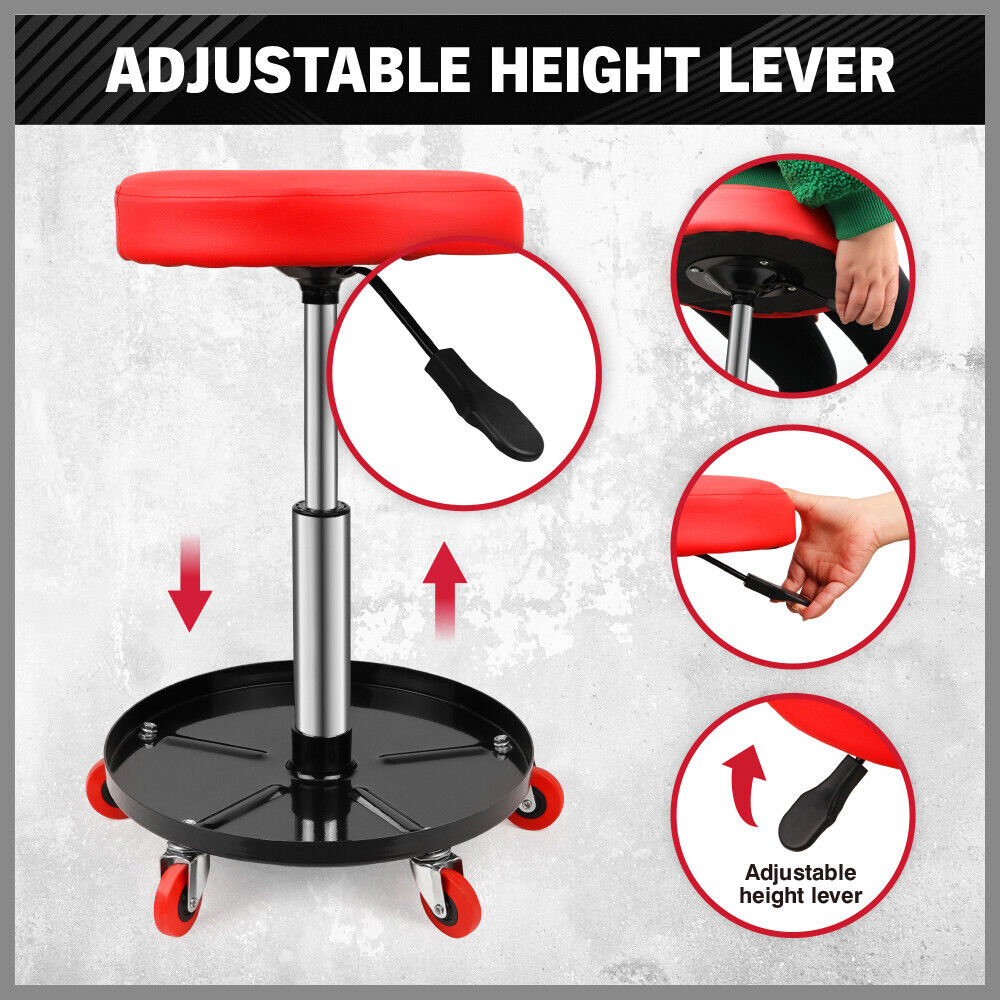 Mobility & Accessibility: SEDY 150kg Load Pneumatic Roller Seat Mechanic Rolling Stool With Tool Tray AU