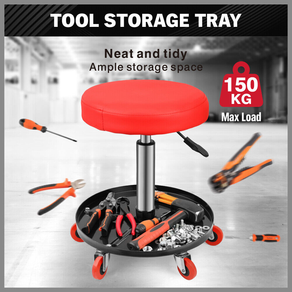 Mobility & Accessibility: SEDY 150kg Load Pneumatic Roller Seat Mechanic Rolling Stool With Tool Tray AU