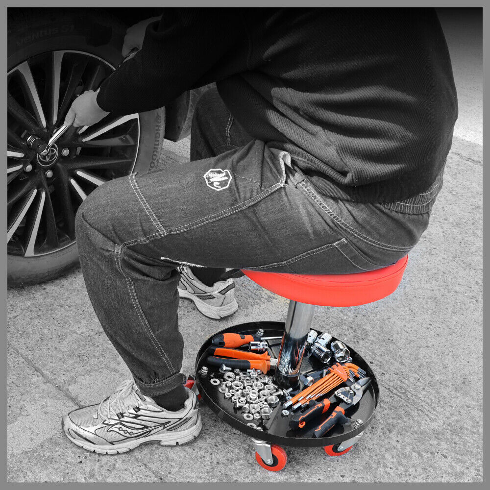 Mobility & Accessibility: SEDY 150kg Load Pneumatic Roller Seat Mechanic Rolling Stool With Tool Tray AU
