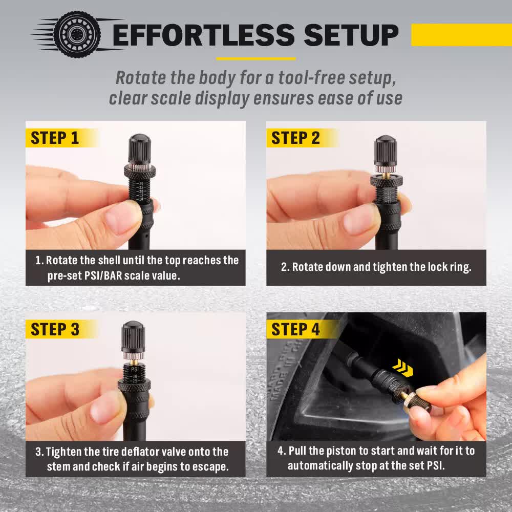 Hand Tools: 4Pcs Tyre Deflators Air Deflator Tire Valve Core Tool 10~30 PSI Portable 4x4 Au