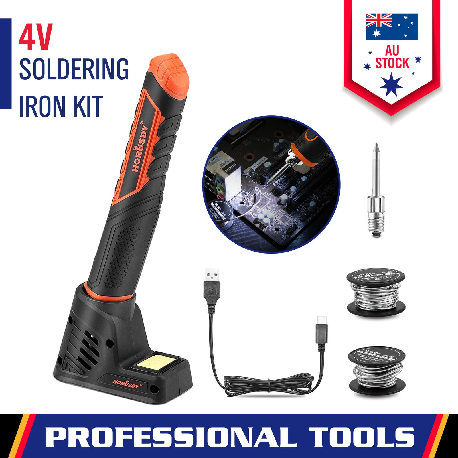 Power Banks & Chargers: HORUSDY 8W 4V Max Cordless Soldering Iron Rechargeable with Lithium-Ion Battery