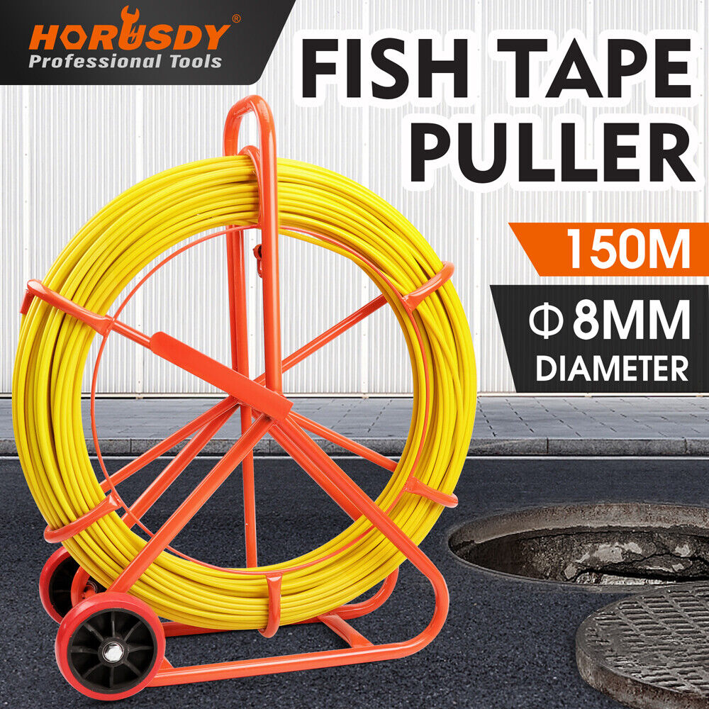 Power & Electrical Supplies: 150M×8MM Fish Tape Puller Fiberglass Wire Cable Running Duct Rodder Heavy Duty