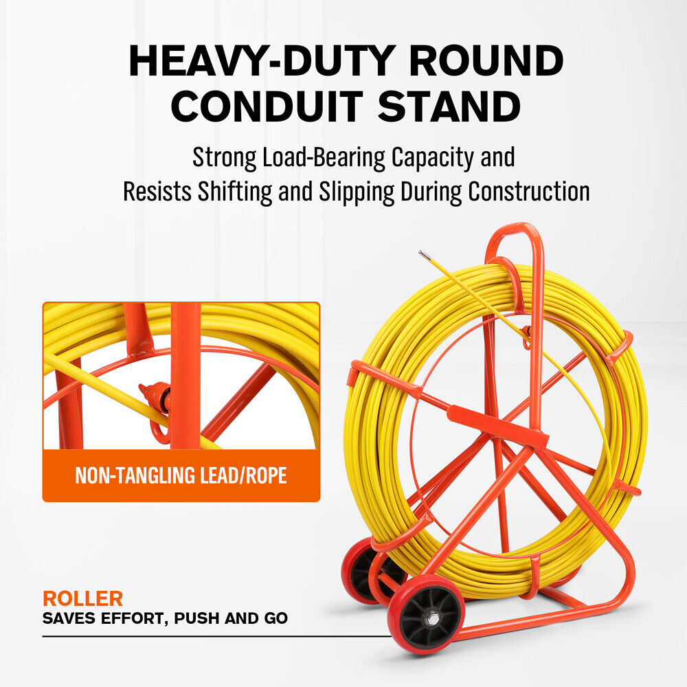 Power & Electrical Supplies: 150M×8MM Fish Tape Puller Fiberglass Wire Cable Running Duct Rodder Heavy Duty