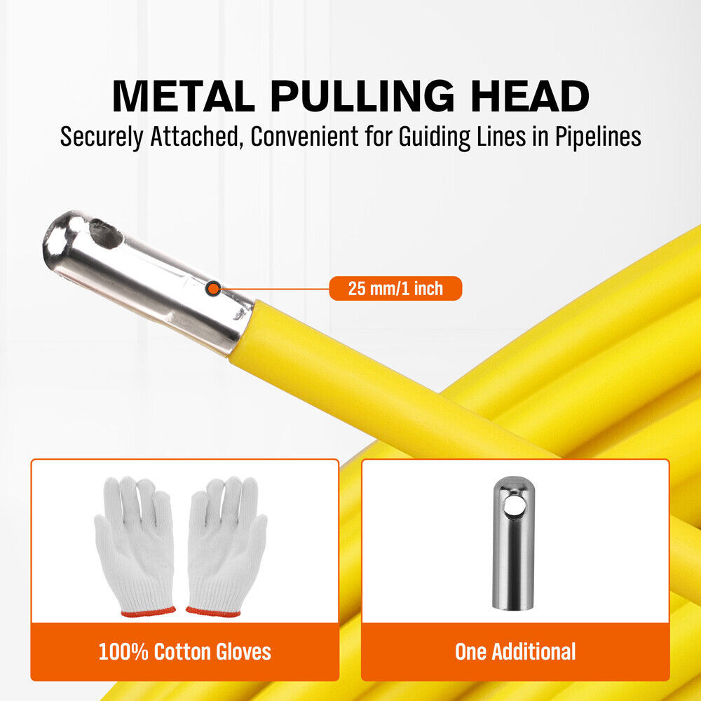 Power & Electrical Supplies: 150M×8MM Fish Tape Puller Fiberglass Wire Cable Running Duct Rodder Heavy Duty