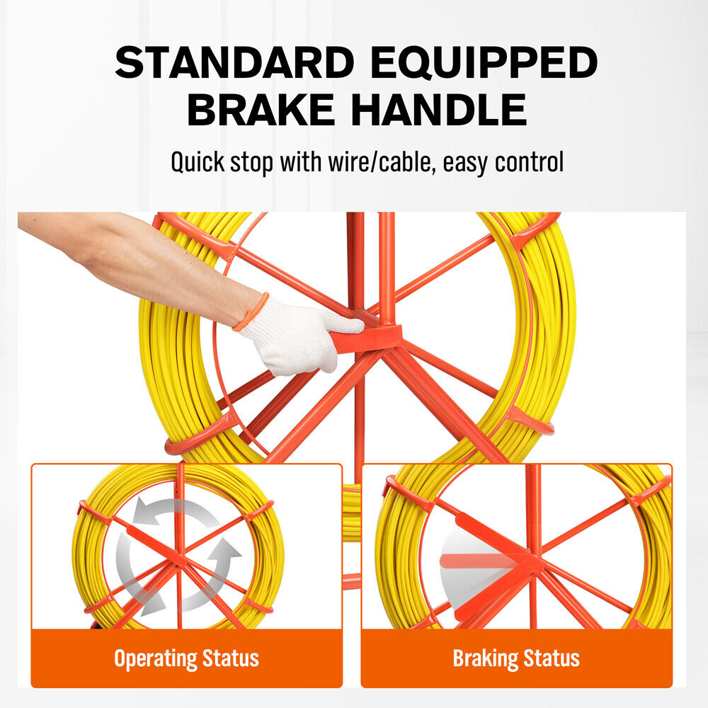 Power & Electrical Supplies: 150M×8MM Fish Tape Puller Fiberglass Wire Cable Running Duct Rodder Heavy Duty