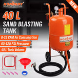 Air Compressors: 40L Sandblasting Tank Portable Sand Grit Blaster Abrasive Gun Car Trucks