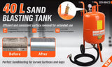 Air Compressors: 40L Sandblasting Tank Portable Sand Grit Blaster Abrasive Gun Car Trucks