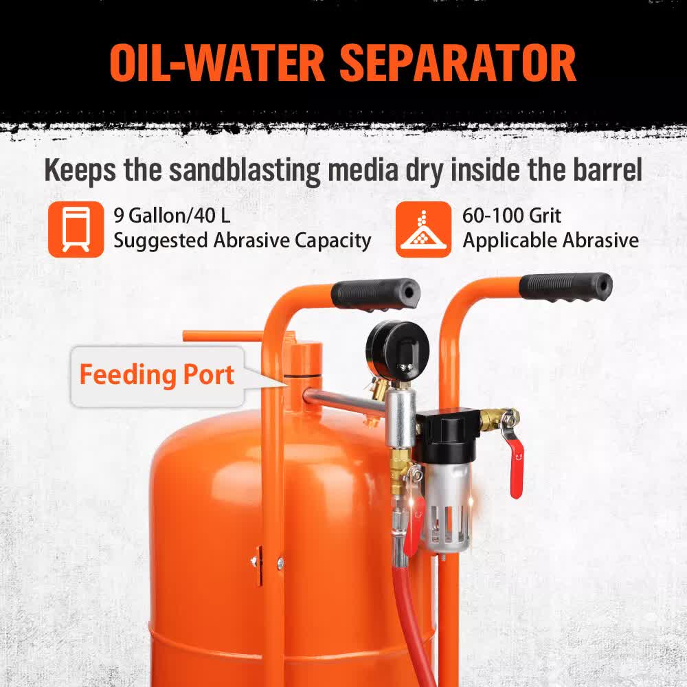 Air Compressors: 40L Sandblasting Tank Portable Sand Grit Blaster Abrasive Gun Car Trucks