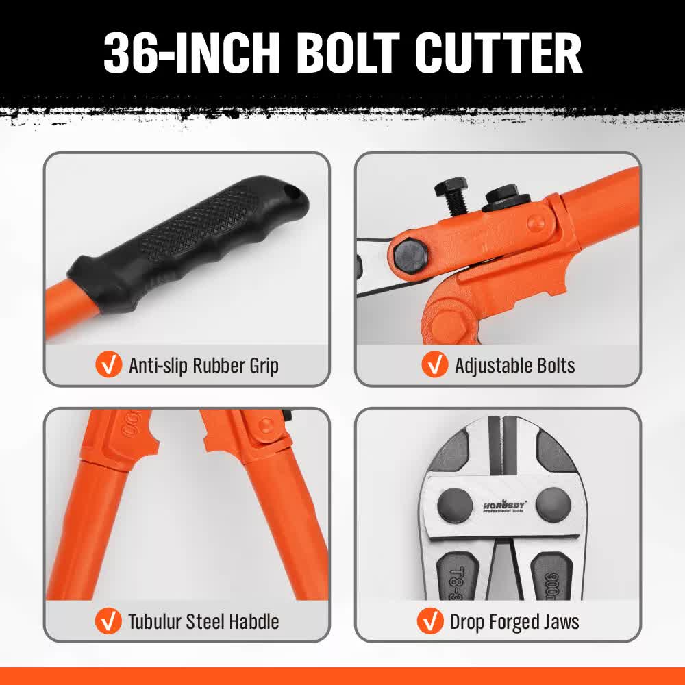 Hand Tools: 36inch Super Long Bolt Cutter Lock Cutter Rubber Grip Cables Cables Chains Wires