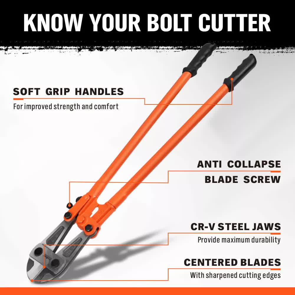 Hand Tools: 36inch Super Long Bolt Cutter Lock Cutter Rubber Grip Cables Cables Chains Wires