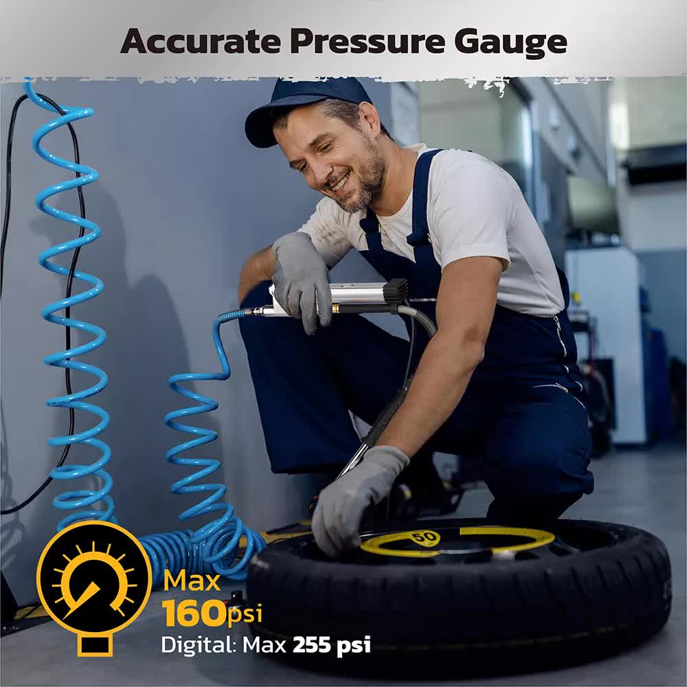 Air Compressors: 3in1 255PSI Tyre Inflator Car Motorcycle Air Tire Pressure Gauge Hose Pump Au