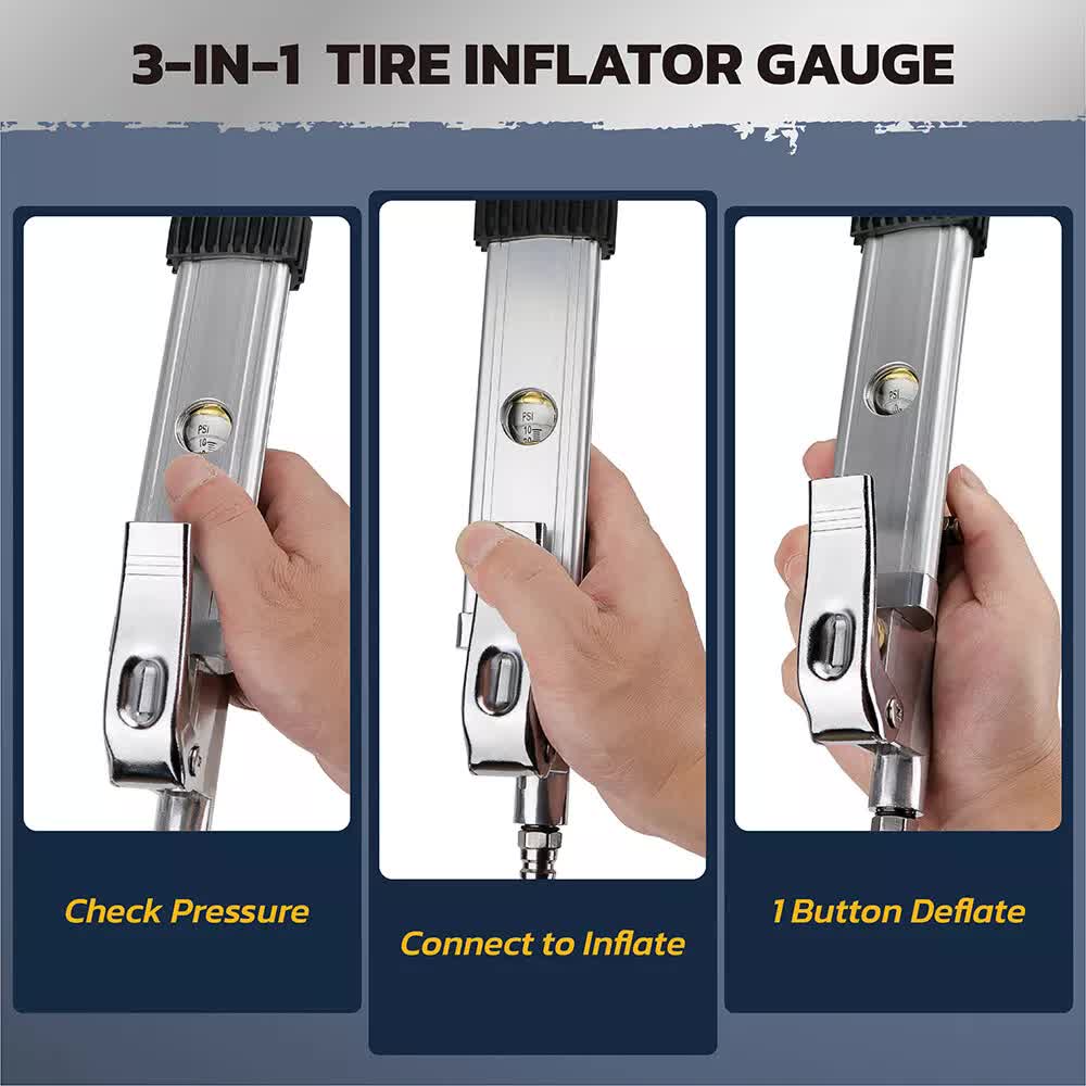 Air Compressors: 3in1 255PSI Tyre Inflator Car Motorcycle Air Tire Pressure Gauge Hose Pump Au