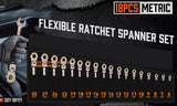 Hand Tools: HORUSDY 18Pc Flexi-Head Ratchet Spanner Set Metric 6-30mm Spanners Nickle Plated