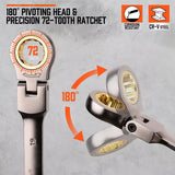 Hand Tools: HORUSDY 18Pc Flexi-Head Ratchet Spanner Set Metric 6-30mm Spanners Nickle Plated