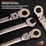 Hand Tools: HORUSDY 18Pc Flexi-Head Ratchet Spanner Set Metric 6-30mm Spanners Nickle Plated