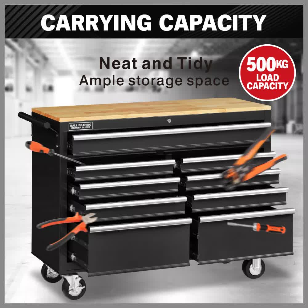 Tool Boxes: HORUSDY 9 Drawer Tool Box Chest Cabinet Trolley Box Garage Storage Toolbox Black