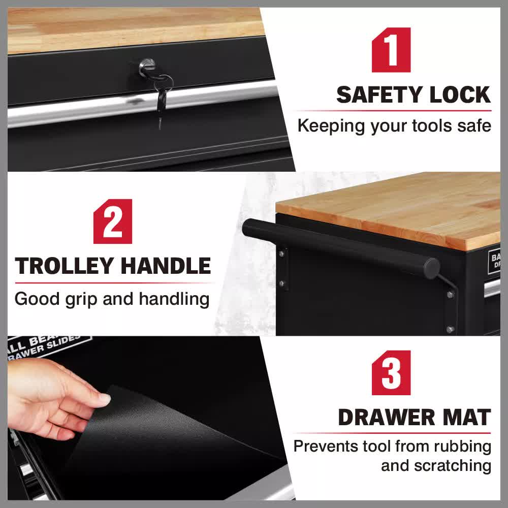 Tool Boxes: HORUSDY 9 Drawer Tool Box Chest Cabinet Trolley Box Garage Storage Toolbox Black