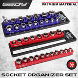 Car Mounts: SEDY 2Pc Magnetic Socket Organizer 1/2 Drive Metric SAE Sockets Storage Holder